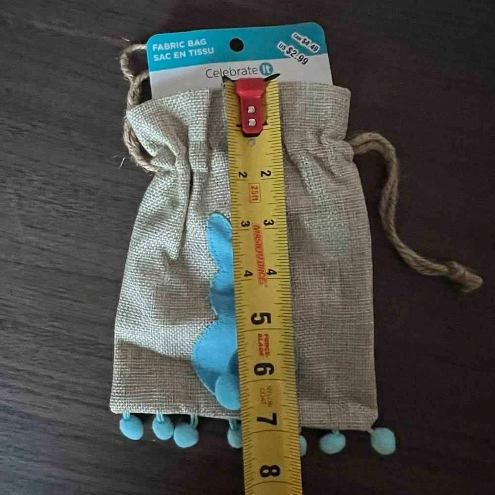 Celebrate It Easter Fabric Bag Kids OS Tan Blue Brand New Bunny Burlap Pouch